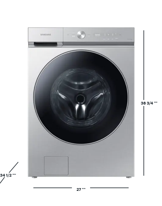 Samsung - Bespoke 5.3 cu. ft. Ultra Capacity Front Load Washer with AI OptiWash and Auto Dispense - Silver Steel - WF53BB8900ATUS (01HT57AX600223R)