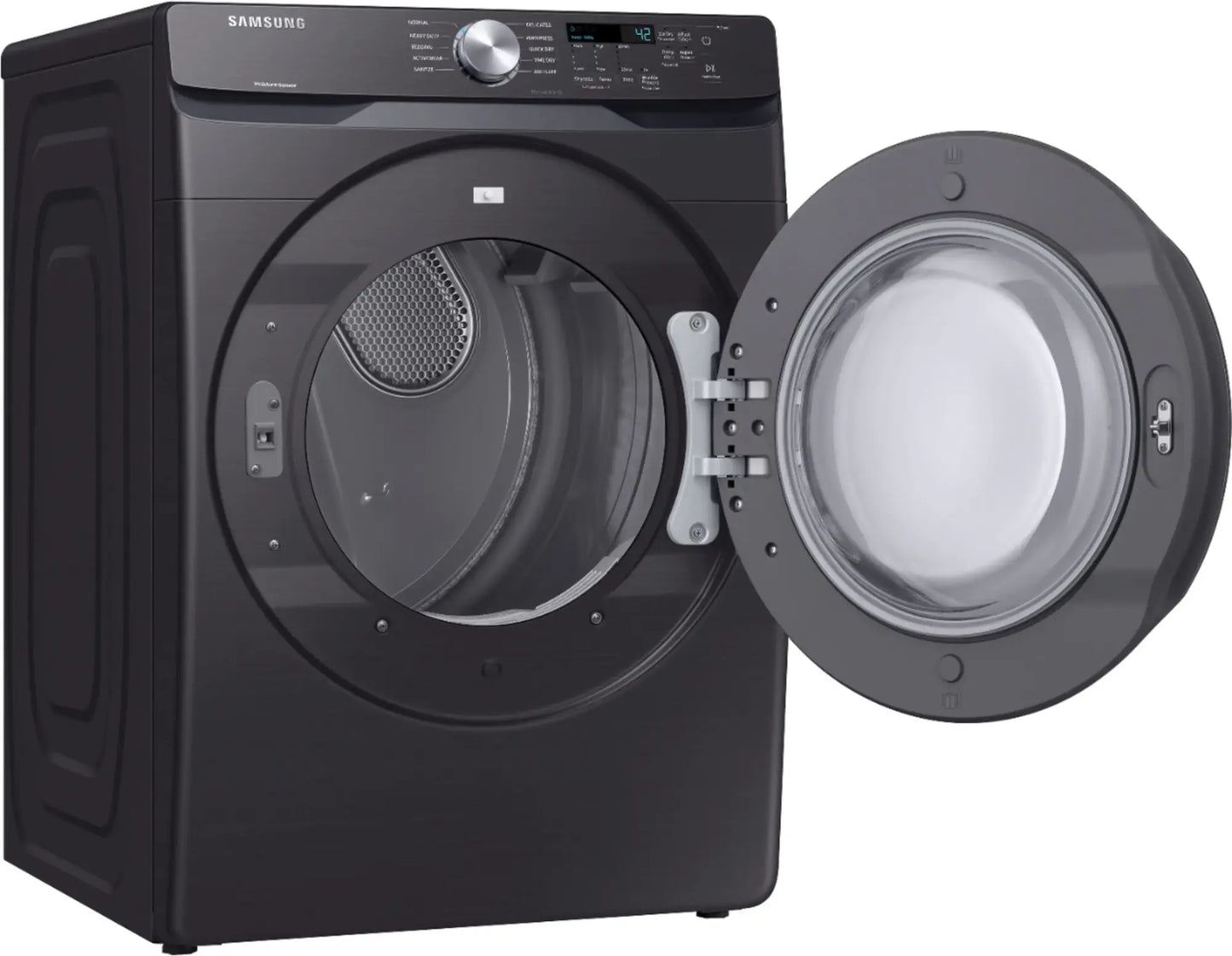 Samsung 7.5-cu ft Reversible side swing Stackable Electric Dryer (Fingerprint Resistant Black Stainless Steel) - DVE45T6000V/A3 (0B6N5BAX902458P)