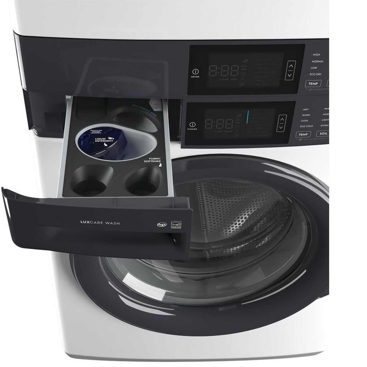 Electrolux - 4.4 cu. ft. Stacked Washer and 8.0 cu. ft. Electric Dryer Laundry Tower in White with LuxCare Wash, Energy Star - White - ELTE7300AW- SN 4B43406278