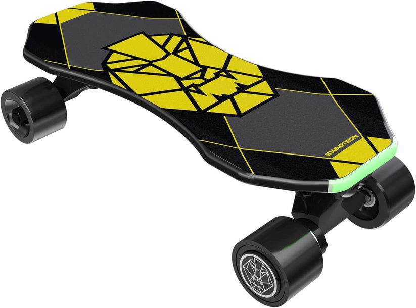 SwagTron Swagskate Ng-3 Electric Skateboard for Kids - Black/Yellow 63866-2, Max. Load: 150 lb (68 kg), Lightweight and Extra Portable, Motor: 100W 63866-2-R