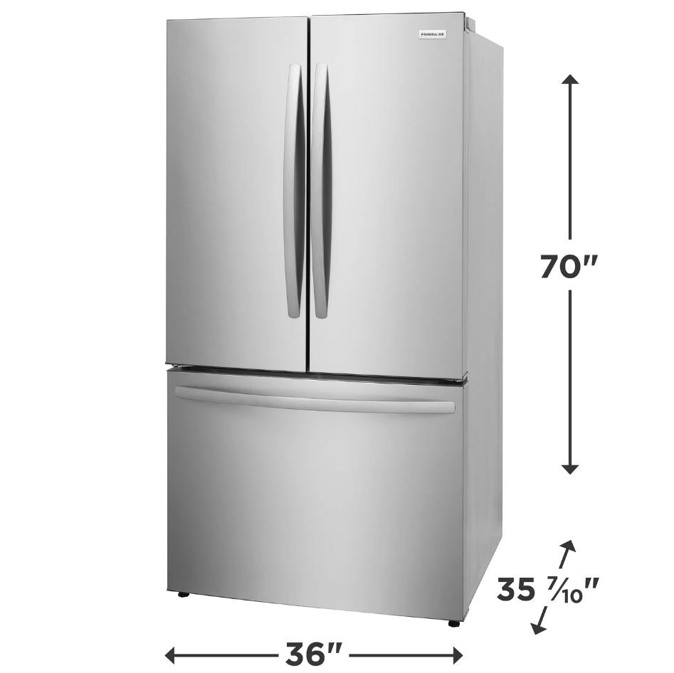 Frigidaire - 36 in 28.8 cu. ft. Standard Depth French Door Refrigerator in with Internal Water Dispenser - Stainless Steel - FRFN2813AF- SN 4A43810384