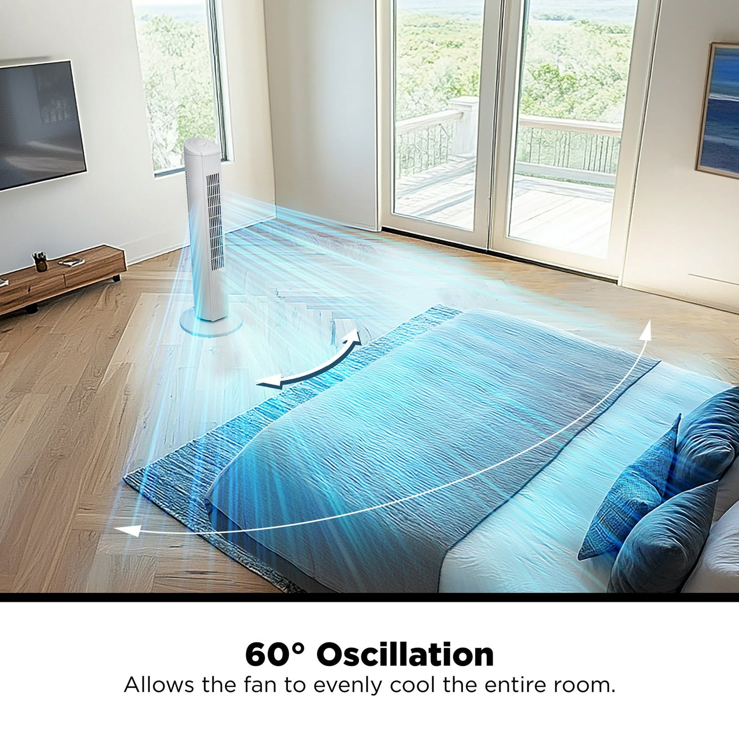 Mainstays 28 inch Tall, 3-Speed Oscillating Tower Fan MSWMT24MW-O