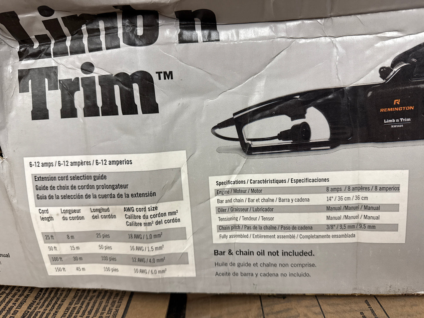 AC250020 Remmington 14-inch Electric Chainsaw With 8-amp Motor And Low-kickback Bar