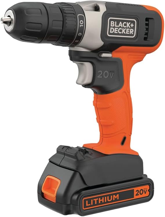 AC250106 BLACK+DECKER 20V MAX Cordless Drill Kit with Battery, Charger, and Double Ended Bit