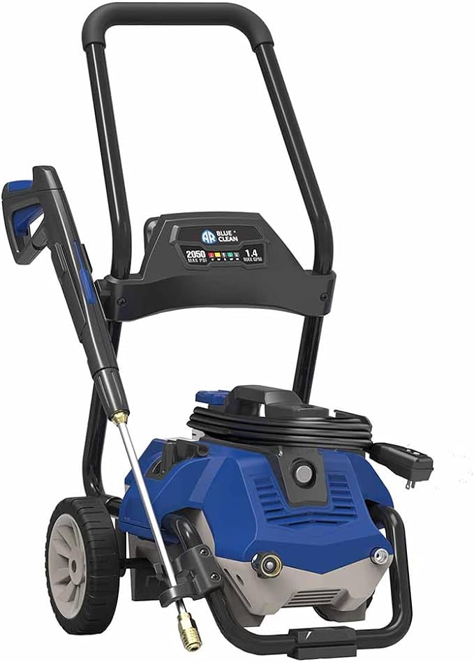AC250181 AR Blue Clean AR2N1 Electric Pressure Washer-2050 PSI, 1.4 GPM, 13 Amps Quick Connect Accessories, 2 in 1 Detachable Cart, On Board Storage, Portable Pressure Washer, High Pressure, Car, Patio
