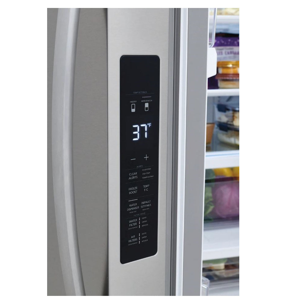 Frigidaire - 36 in 28.8 cu. ft. Standard Depth French Door Refrigerator in with Internal Water Dispenser - Stainless Steel - FRFN2813AF- SN 4A43810384
