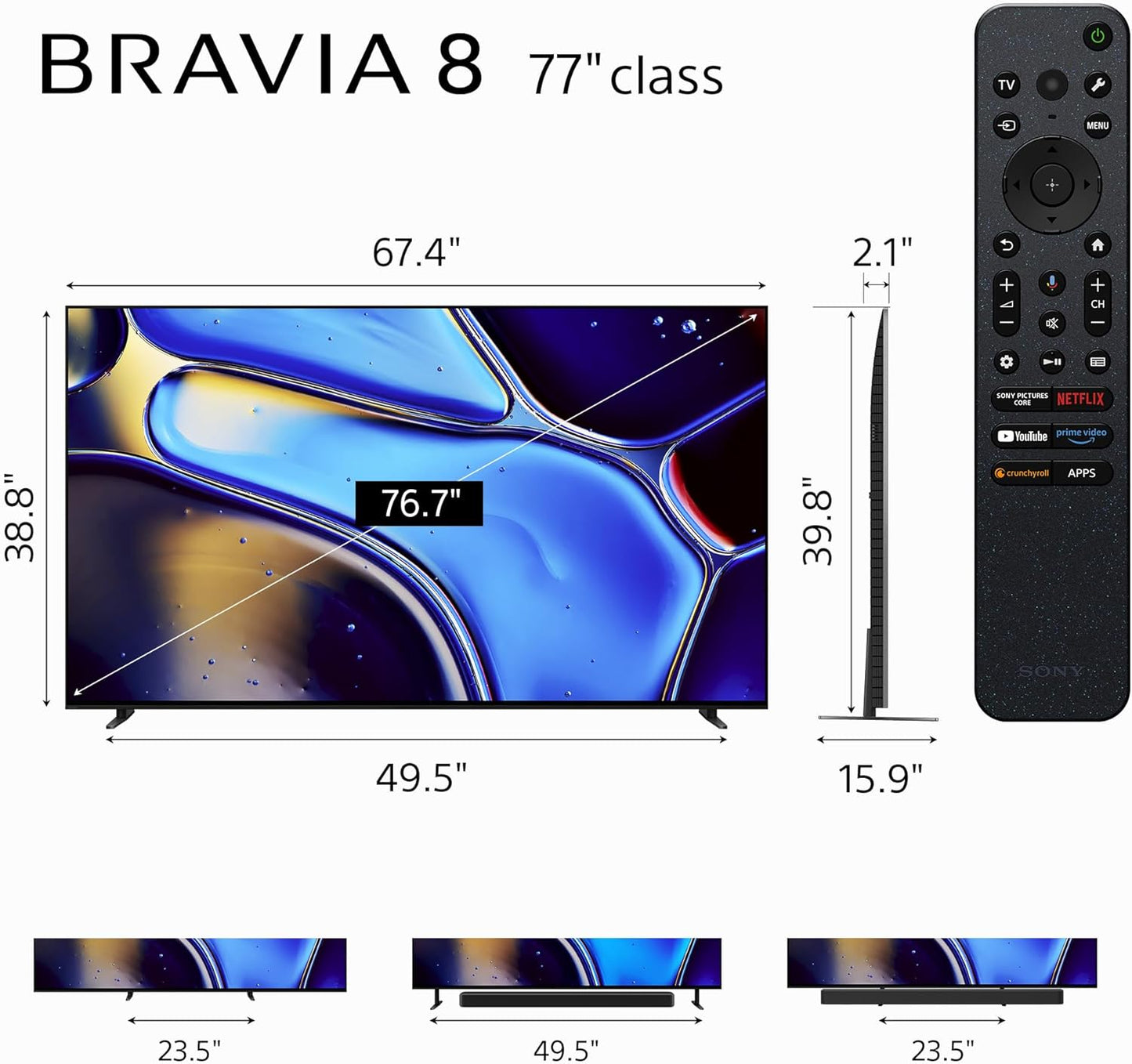 Sony - 77" Class BRAVIA 8 OLED 4K UHD Smart Google TV K-77XR80C