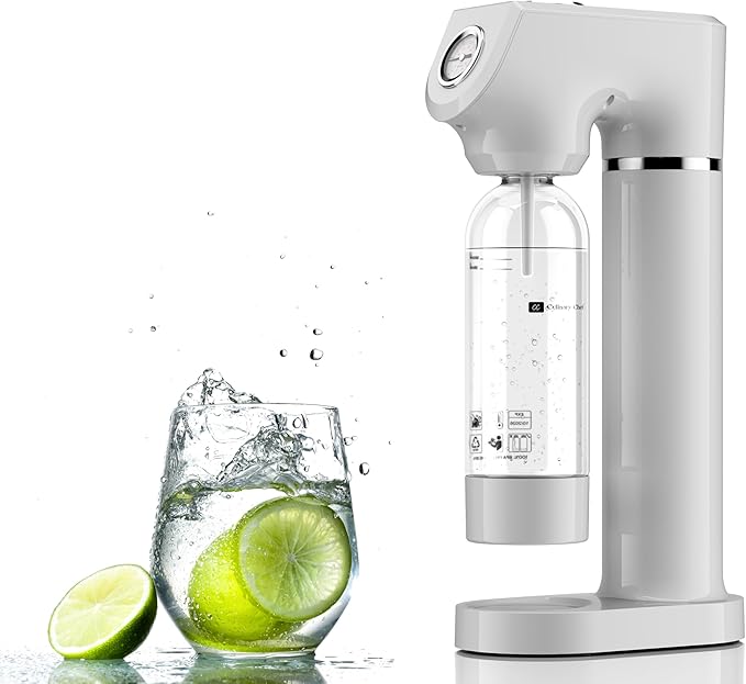 AC250863 Culinary Chef Sparkling Soda Maker – Soda Machine for Carbonated Water – BPA-Free Reusable Water Bottle included – Planet-Caring Carbonated Water Maker for Home – Fits Standard CO2 Cylinders, White