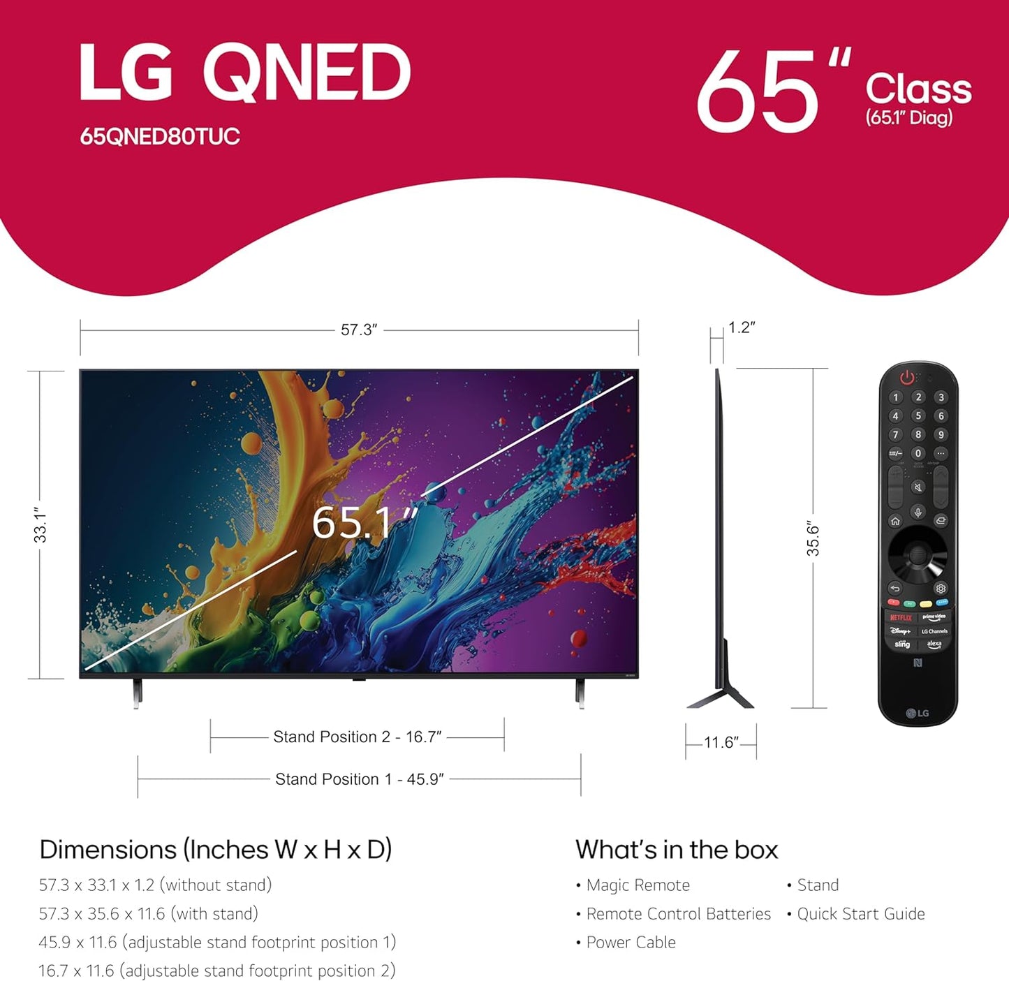 LG QNED80T 65" 4K HDR Smart Quantum Dot NanoCell LED TV 65QNED80TUC