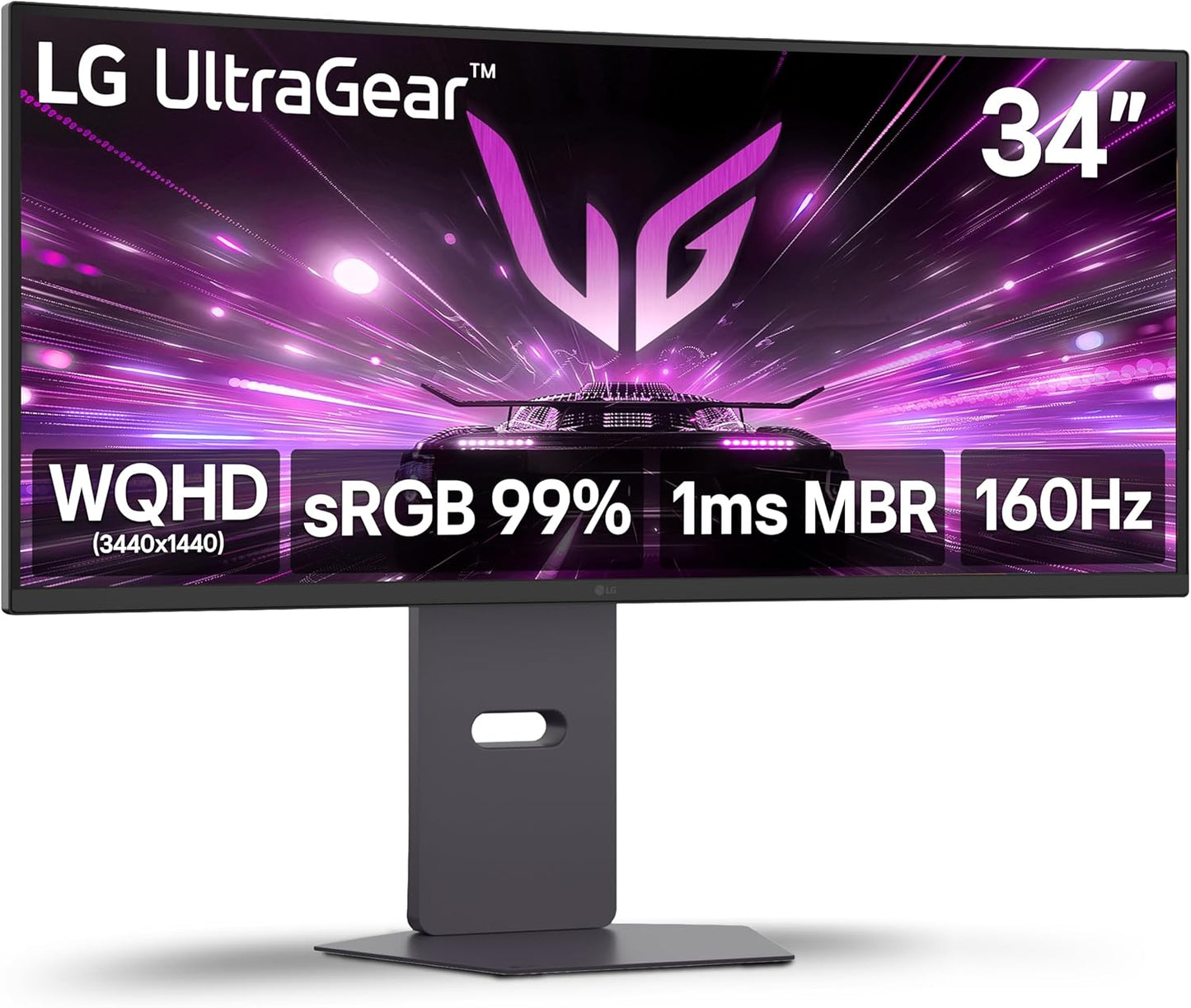 LG 34G600A-B 34-inch Ultragear WQHD (3440 x 1440) Curved Gaming Monitor 160Hz, AMD FreeSync Premium, HDR10, Built-in Speaker, Reader Mode, HDMI 2.1, DisplayPort, Tilt/Height/Swivel Stand, Black 34G600A-B-R