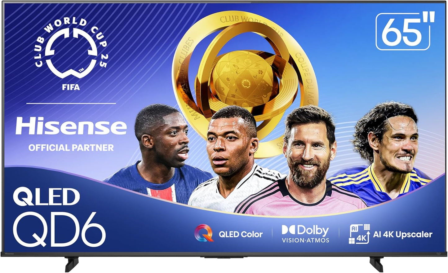 Hisense 65" Class QD6 Series (65QD6QF, 2025 Model) QLED 4K UHD Smart Fire TV, Voice Remote with Alexa, Dolby Vision, Dolby Atmos, Motion Rate 120, HDR 10+, Game Mode Plus 65QD6QF-R