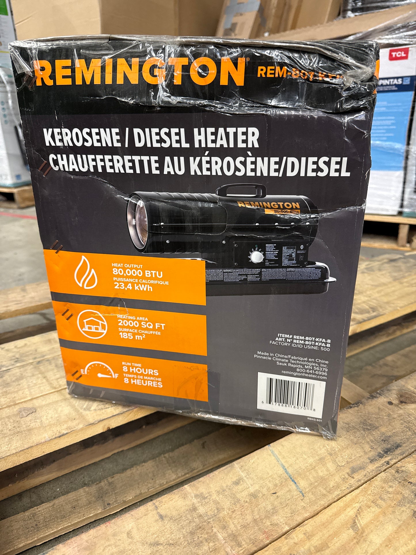 AC250008 Remington Heater Kerosene Forced Air Heater with Thermostat, 80,000 BTU, Black, REM-80T-KFA-B 657888180708