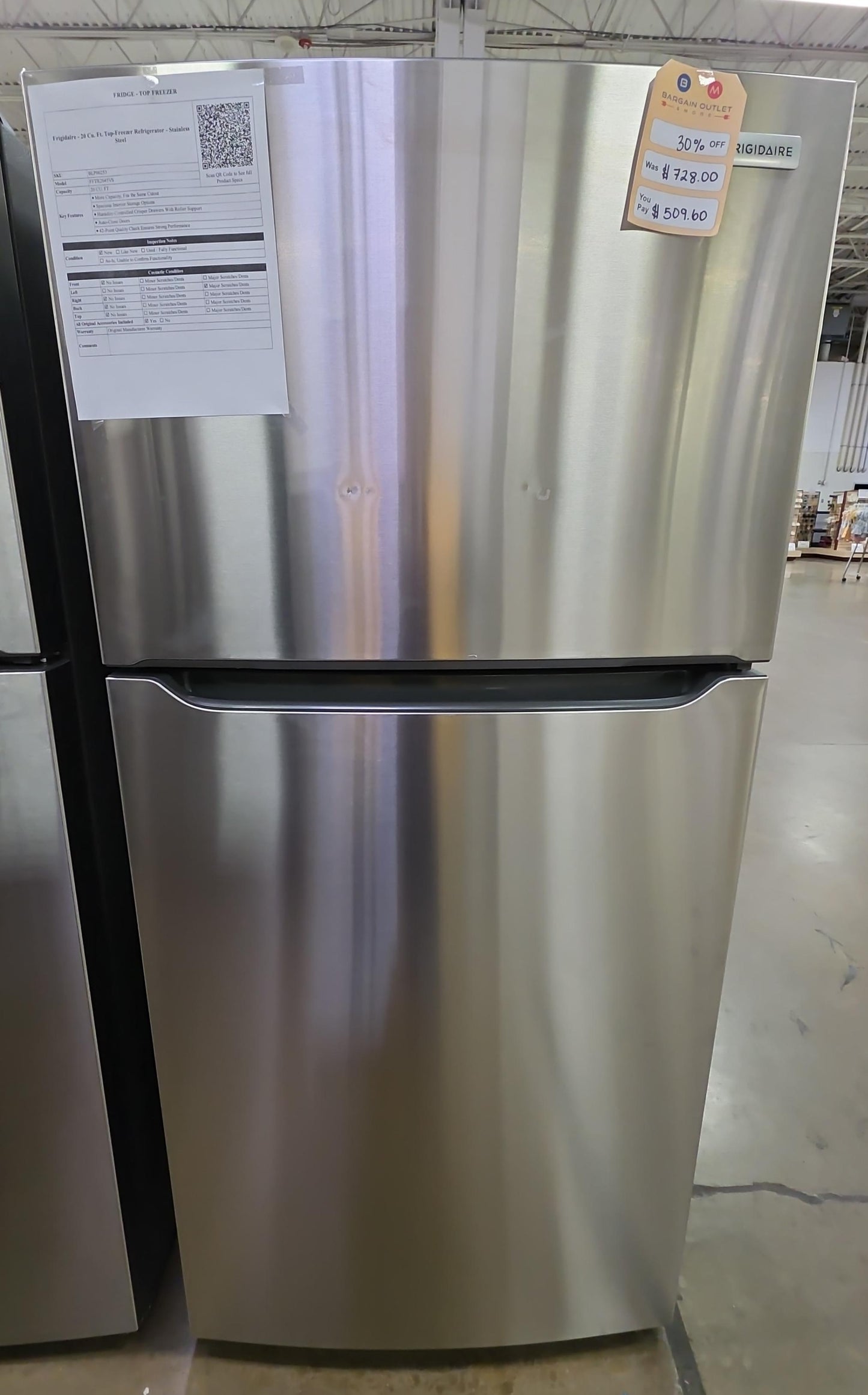 Frigidaire - 20.0 Cu. Ft. Top Freezer Refrigerator - Stainless Steel - FFTR2045VS- SN BA44215277