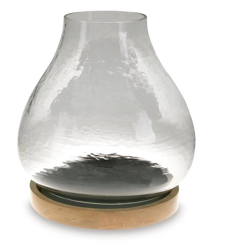 AH157 Adalisen Glass And Wood Candle Holder