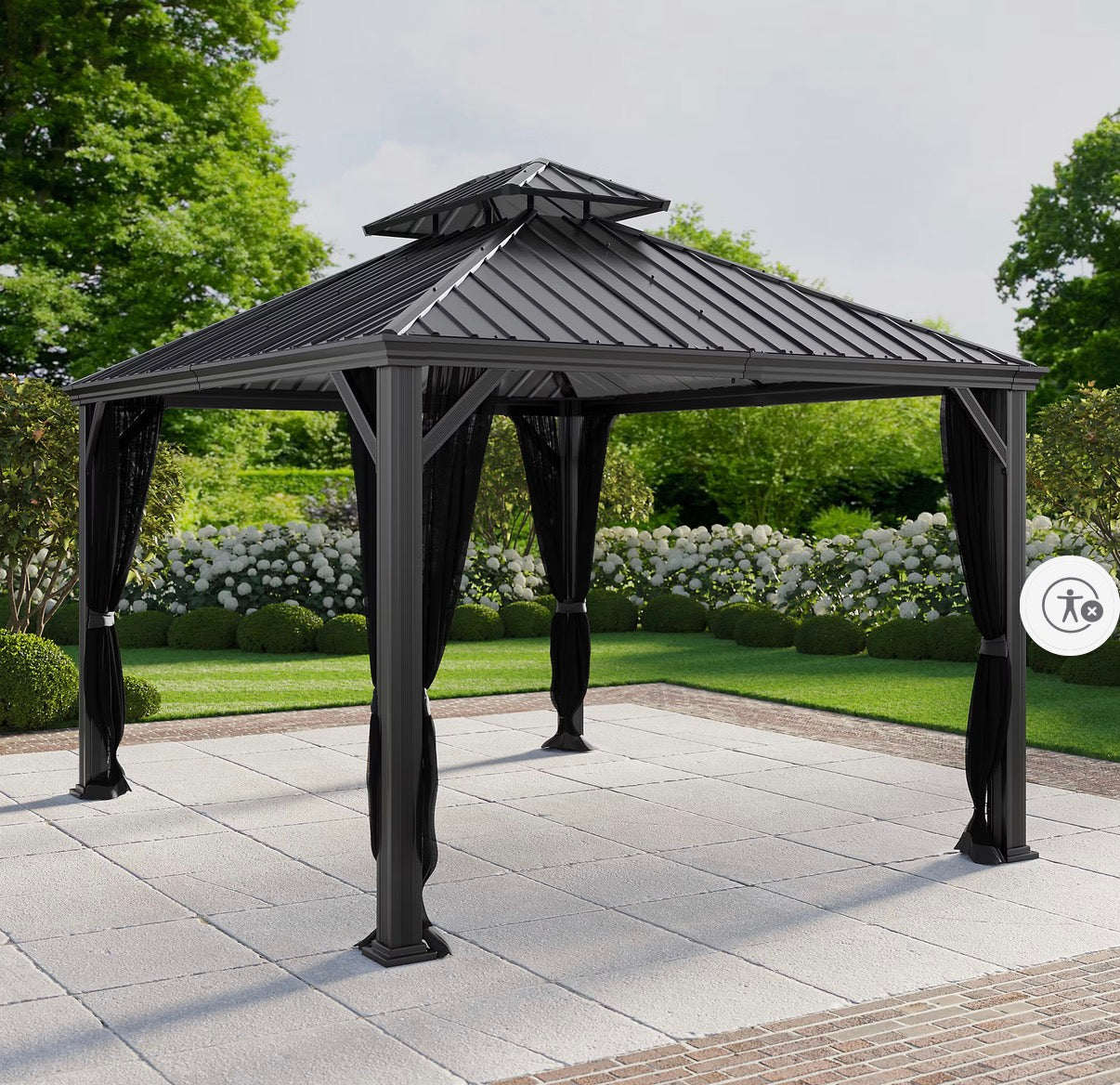 BJF250287 SunVilla Clara 10' x 12' Steel/Aluminum Hard Top Gazebo with Netting