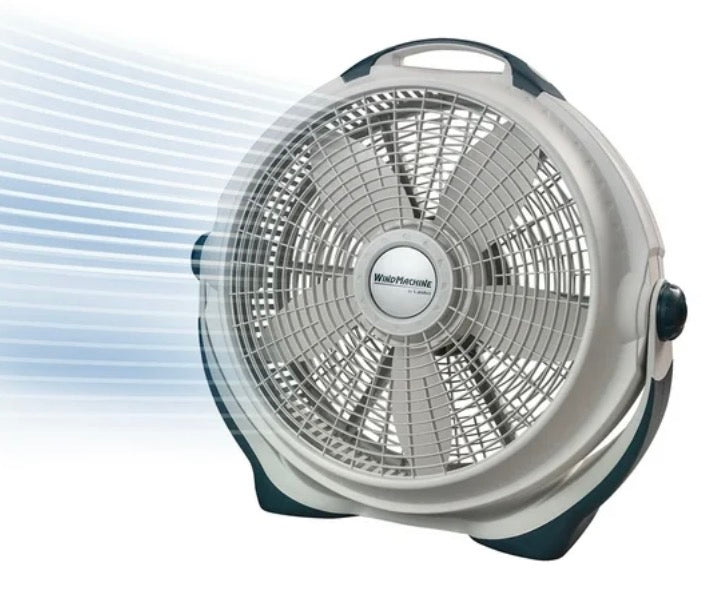 AC250965 Lasko Wind Machine 20" 3-Speed Tilt Mechanism Floor Fan, Gray, 3300 - AS-IS
