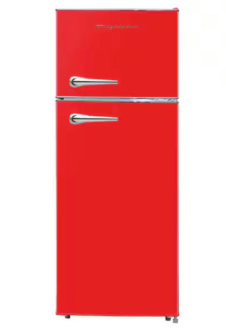 AC260283 Frigidaire 7.5 cu. ft. Mini Refrigerator with Top Freezer in Red and Chrome Handles - EFR786