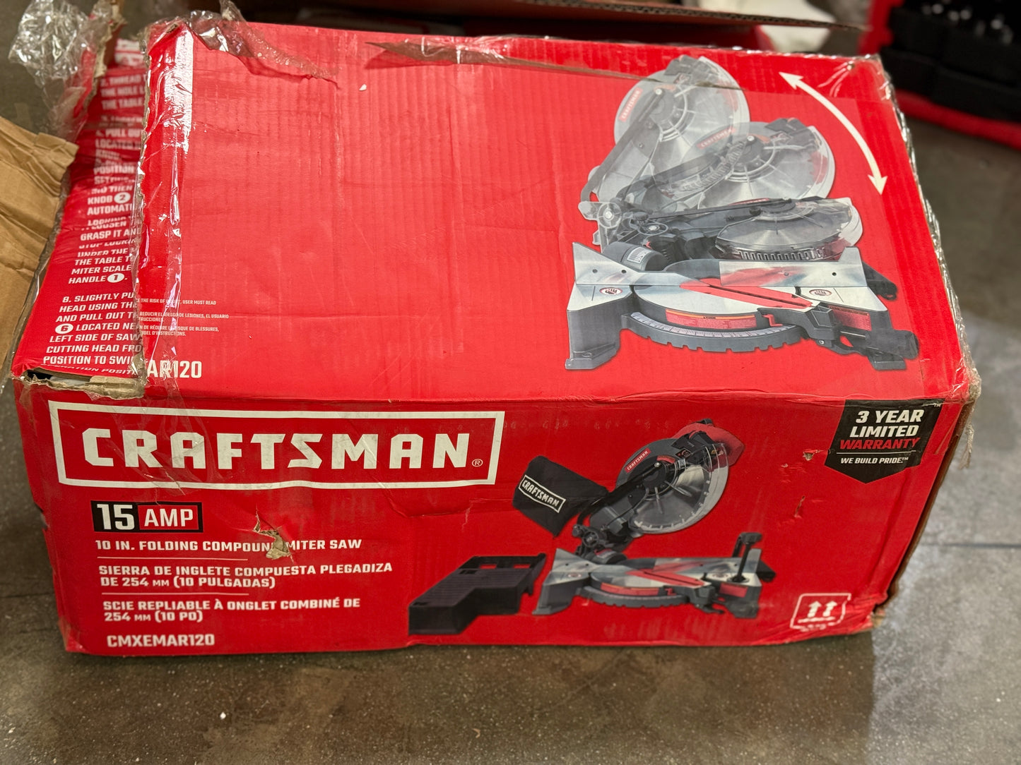 AC250094 CRAFTSMAN 10-in 15-Amp Single Bevel Folding Compound Corded Miter Saw with Laser Guide