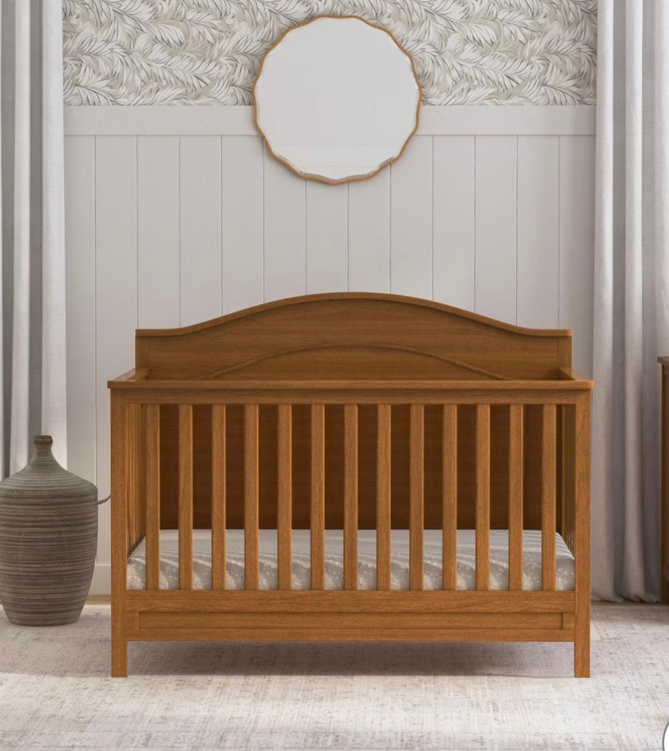 AC260242 DaVinci Charlie 4-in-1 Convertible Crib - Dark Chestnut: Adjustable Height, Converts to Toddler/Full-Sized Bed, Pine Frame