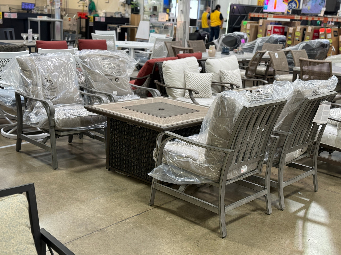 BJF250125 BJ PORTSMOUTH CHAT SET - FIRE TABLE ONLY + Laramie deep seating chairs