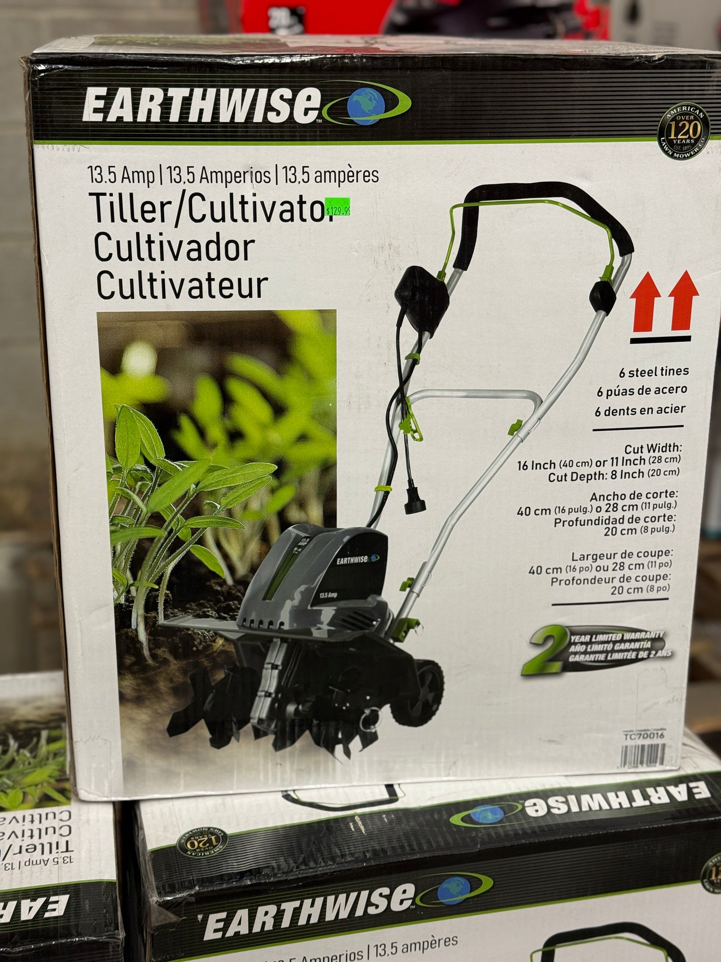 AC250143 Earthwise TC70016 16-Inch 13.5-Amp Corded Electric Tiller/Cultivator, Grey