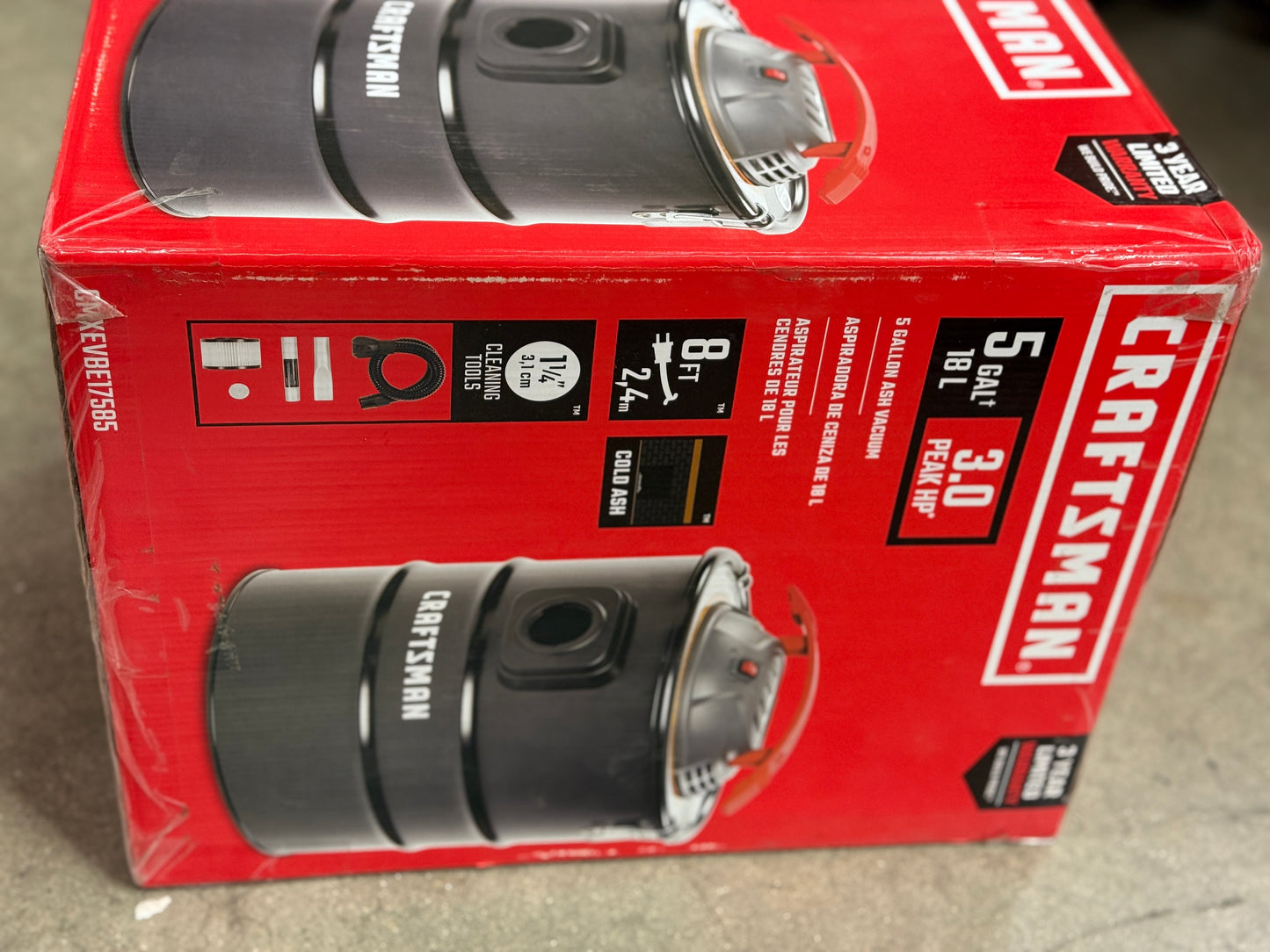 AC250052 CRAFTSMAN CMXEVBE17585 5 Gallon 3.0 Peak HP Ash Vacuum with Attachments