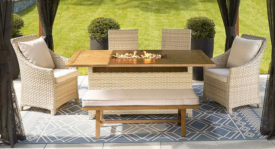 BJF250324 Berkley Jensen Spring Valley 6-pc. Outdoor Dining Table Set - White