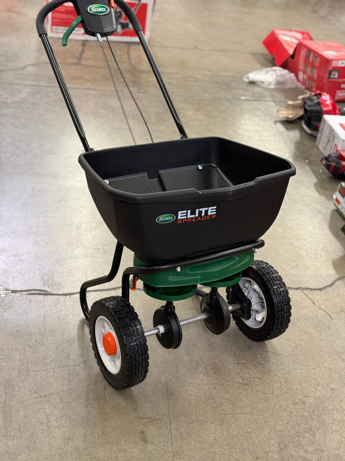 AC250128 Scotts Elite Spreader for Grass Seed, Fertilizer, Salt, Ice Melt, Durable Push Spreader Holds up to 20,000 sq.ft. Product