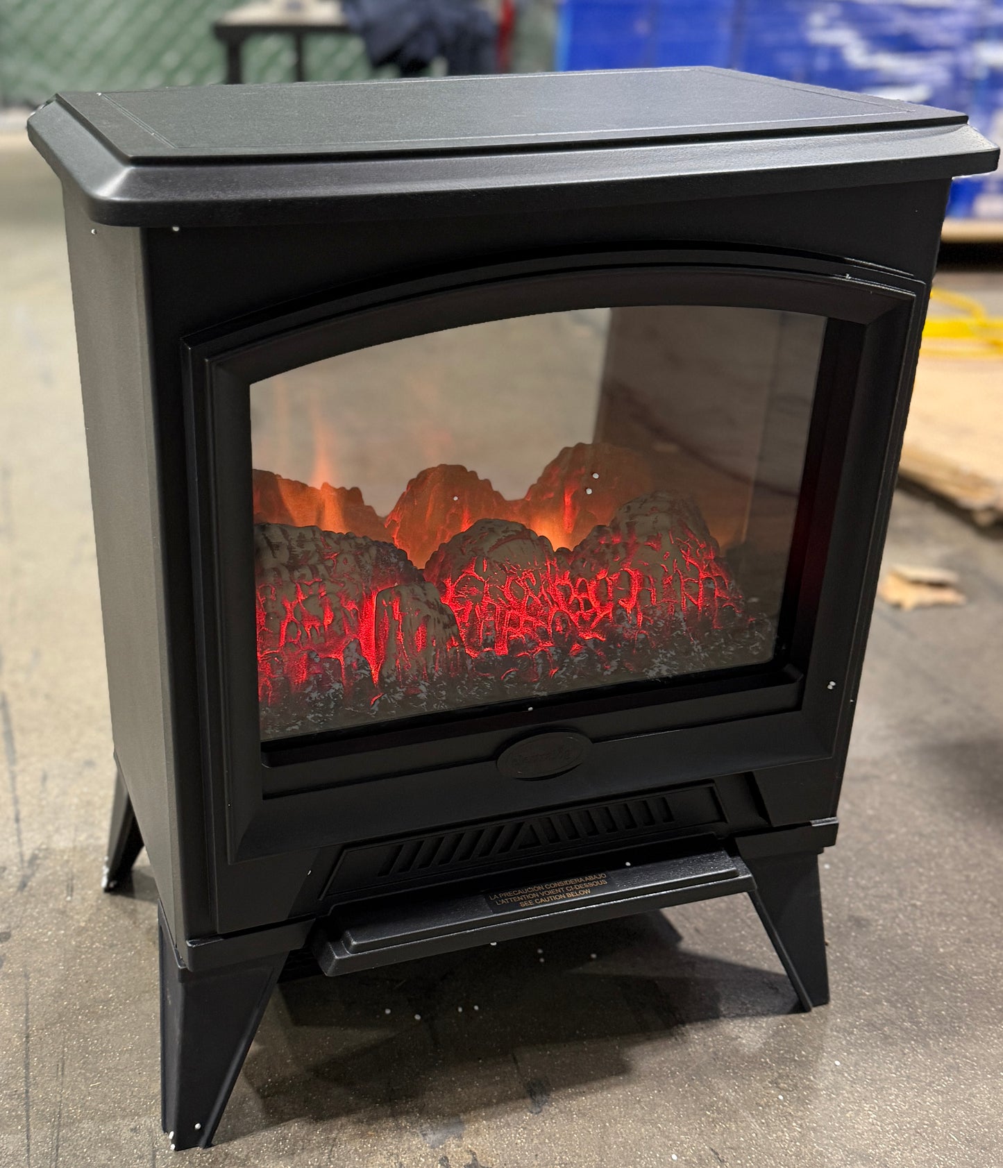 AC250962 Black Electric Fireplace Stove With 17.4-inch Width, Realistic Flame Effect