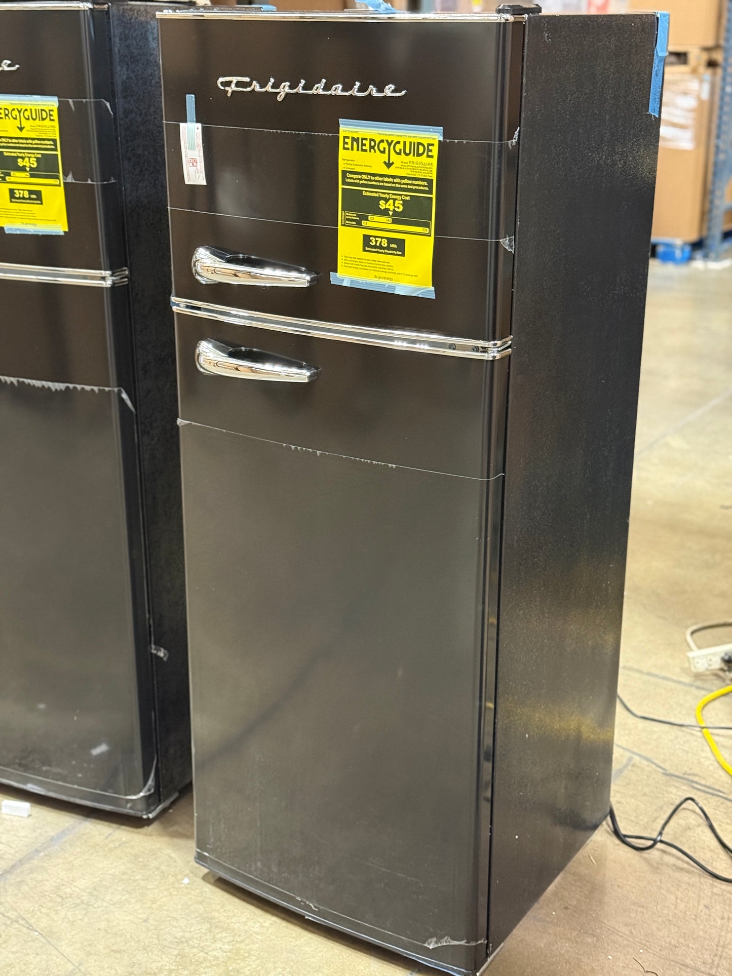 AC250500 7.2 cu. ft. Retro Top Freezer Refrigerator in Black with Chrome Handle and Trim