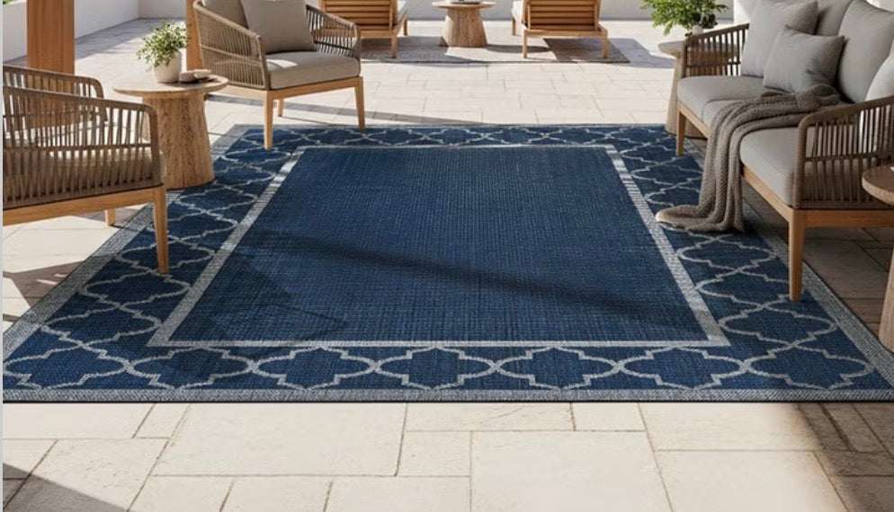 CS260011 Laguna Indoor/Outdoor Area Rug, Simeon Navy Gray