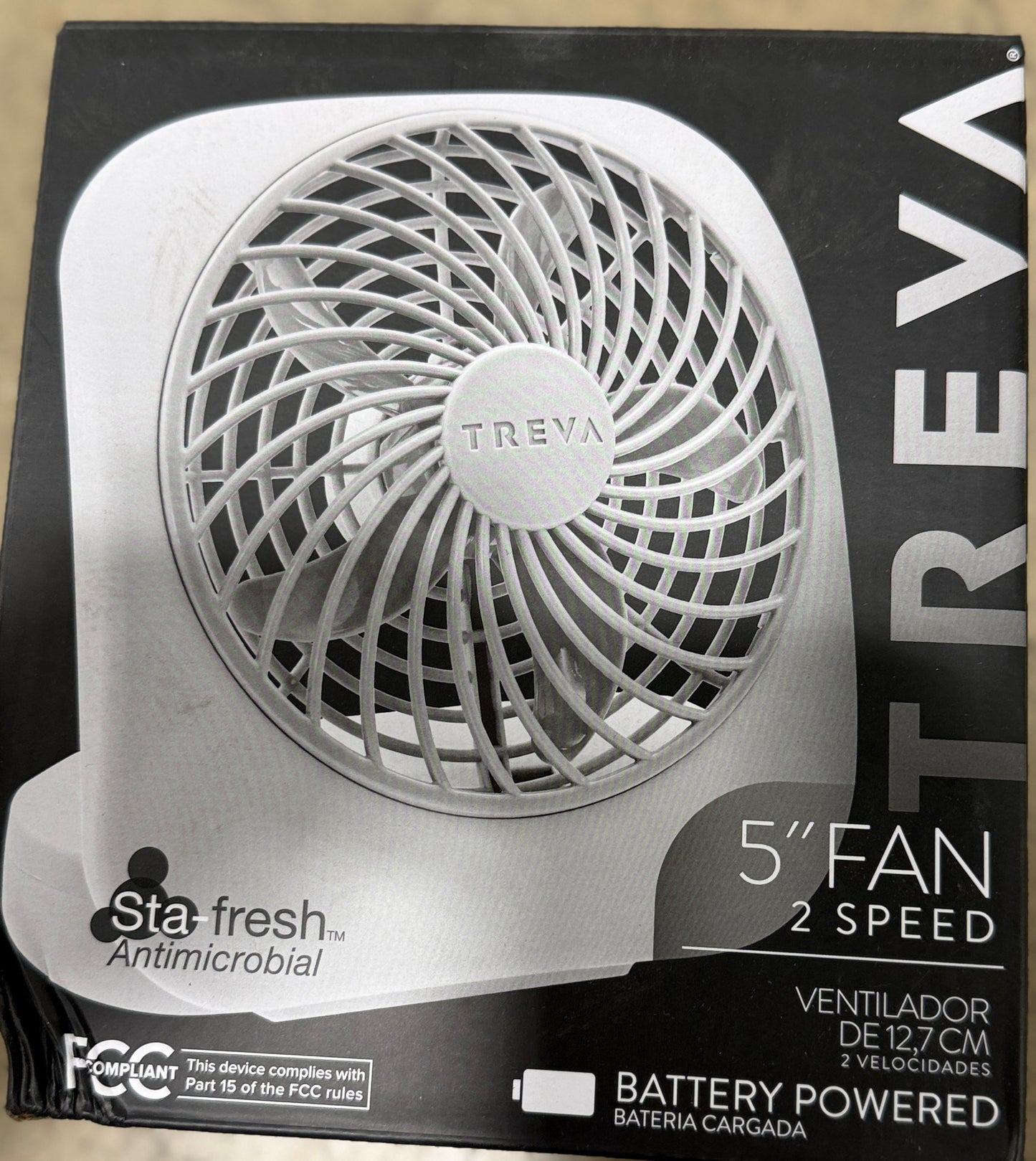 AC250893 Treva Personal 5" Fan Two Speed Battery Power Adjustable