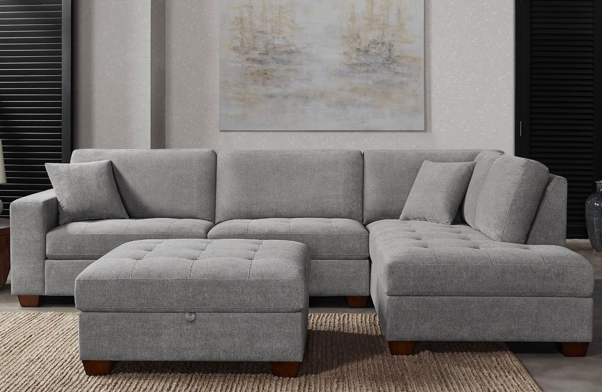 CS260087 Thomasville Miles Fabric Sectional with Ottoman