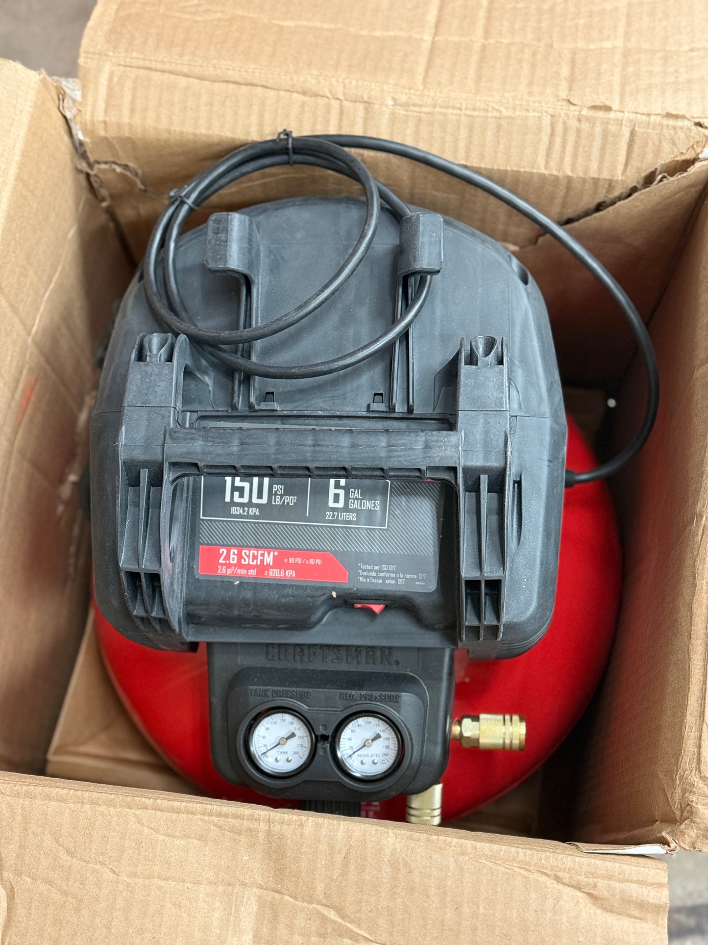 AC250046 CRAFTSMAN 6-Gallon Portable Electric 150 PSI Pancake Air Compressor-Pre-Owned