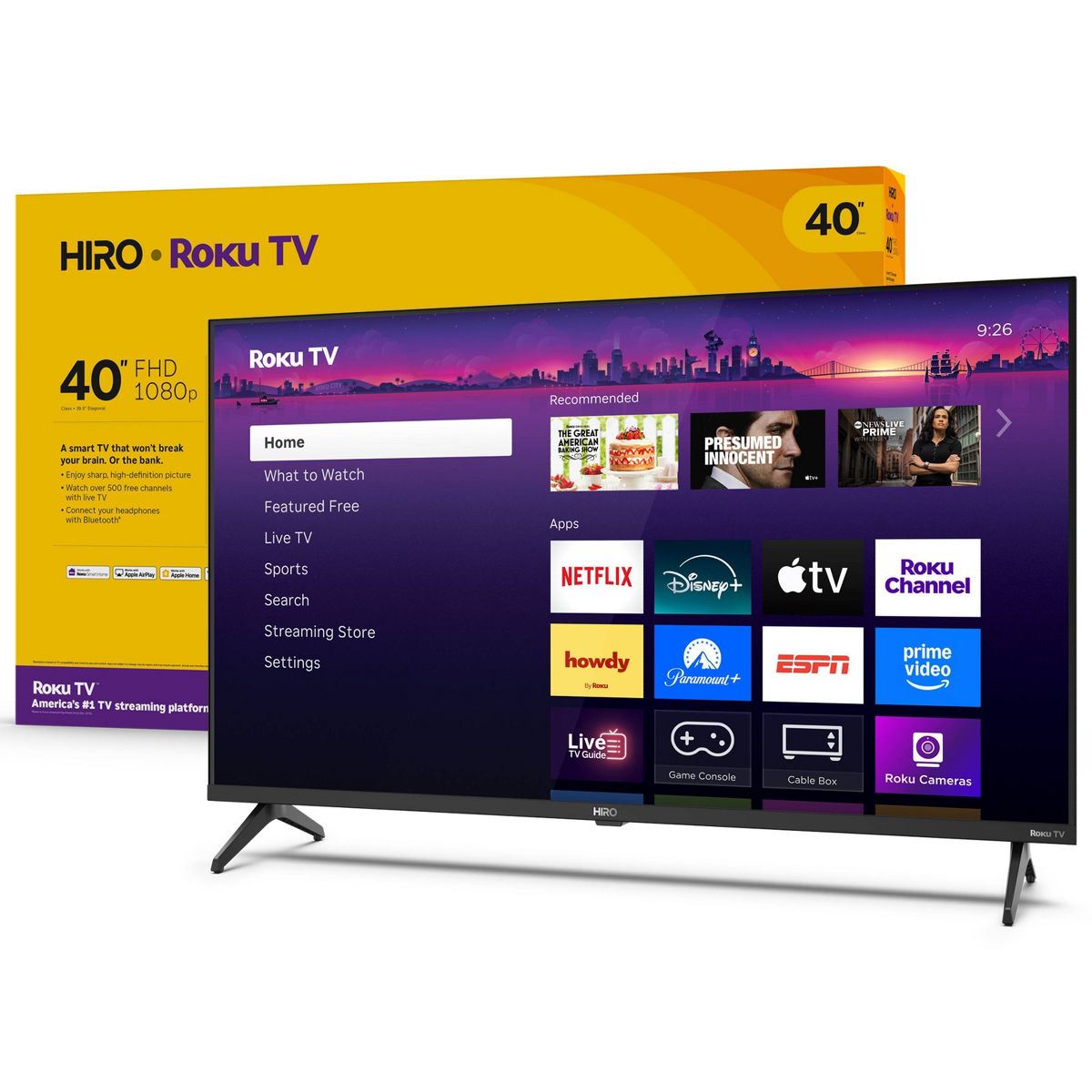Hiro Roku TV 40" 1080p Full HD Smart TV Flat Screen LED Television with Roku TV and Dolby Audio for Streaming H40C3C4-R