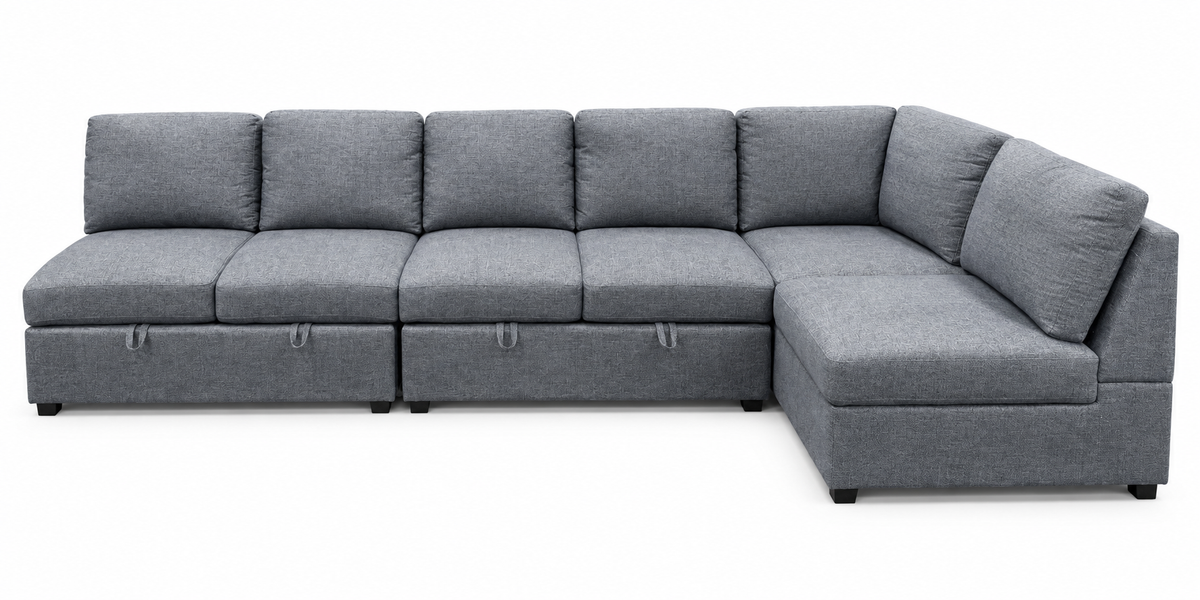 BJF250475 Laguna Sectional with Pop-Up Sleeper & Storage Chaise(broken leg)