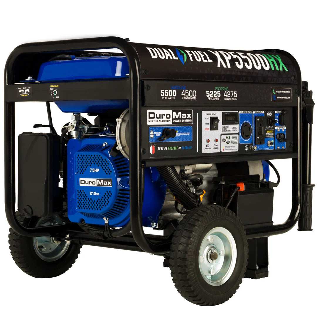 AC260072 DuroMax 5,500 Watt Dual Fuel Portable HX Generator w/ CO Alert