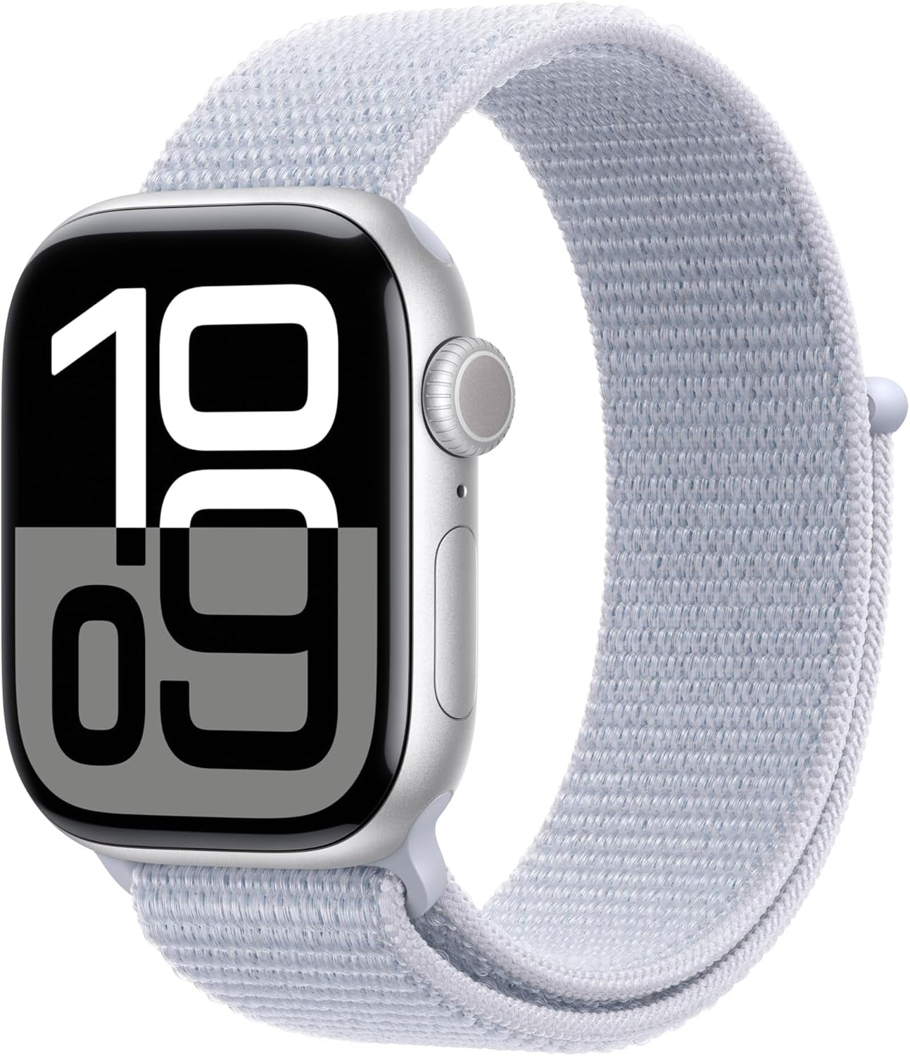 Apple Watch Series 10 (GPS) 42mm Aluminum Case w/ Blue Cloud Sport Loop Silver MWWD3LW/A