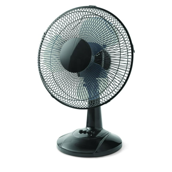 Mainstays 12" 3-Speed Oscillating Table Fan, Black FT30-8MBB-O