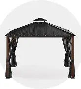 BJF250177 SunVilla Woodmont 12' x 12' Steel/Aluminum Hard Top Gazebo with Netting