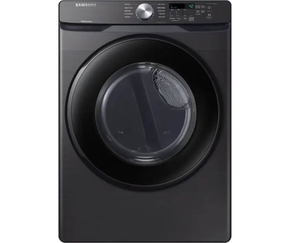 Samsung 7.5-cu ft Reversible side swing Stackable Electric Dryer (Fingerprint Resistant Black Stainless Steel) - DVE45T6000V/A3 (0B6N5BAX902458P)
