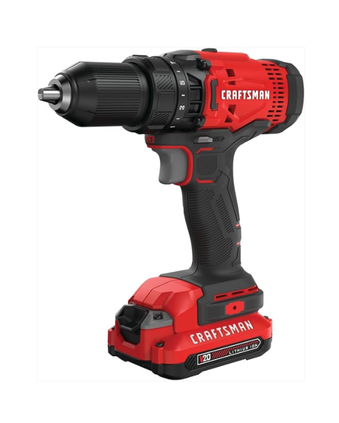 AC250194 CRAFTSMAN V20 Cordless Drill/Driver Kit, 1/2 inch, Battery and Charger Included (CMCD700C1)