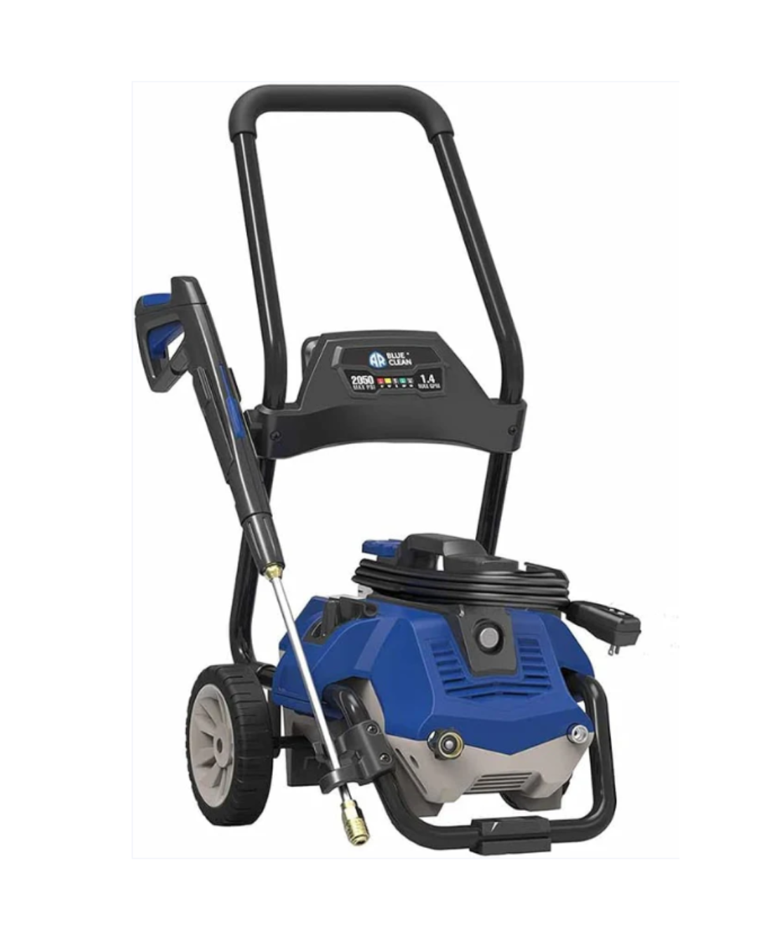 AC250181 AR Blue Clean AR2N1 Electric Pressure Washer-2050 PSI, 1.4 GPM, 13 Amps Quick Connect Accessories, 2 in 1 Detachable Cart, On Board Storage, Portable Pressure Washer, High Pressure, Car, Patio