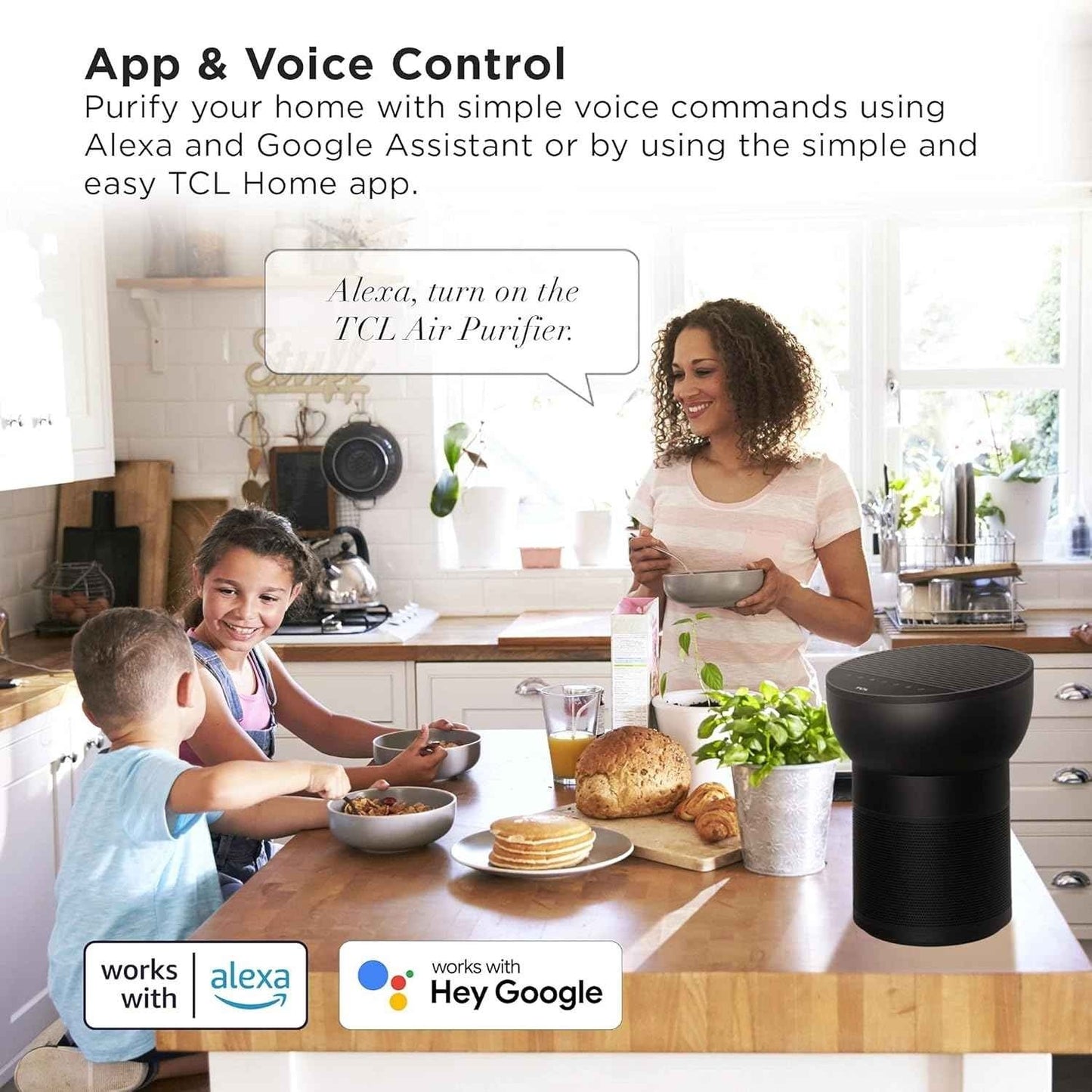 TCL Breeva A2 Wi-Fi Smart Air Purifier and Humidifier, Up to 882 Sq Ft, 4-Stage True HEPA (H13), Removes 99.97% of Dust/Bacteria/Odors & More, App & Voice Control, Auto Shield, Quiet, Black A215B