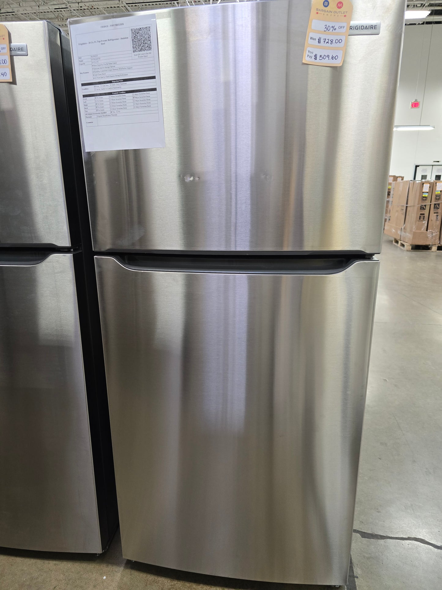 Frigidaire - 20.0 Cu. Ft. Top Freezer Refrigerator - Stainless Steel - FFTR2045VS- SN BA44215277