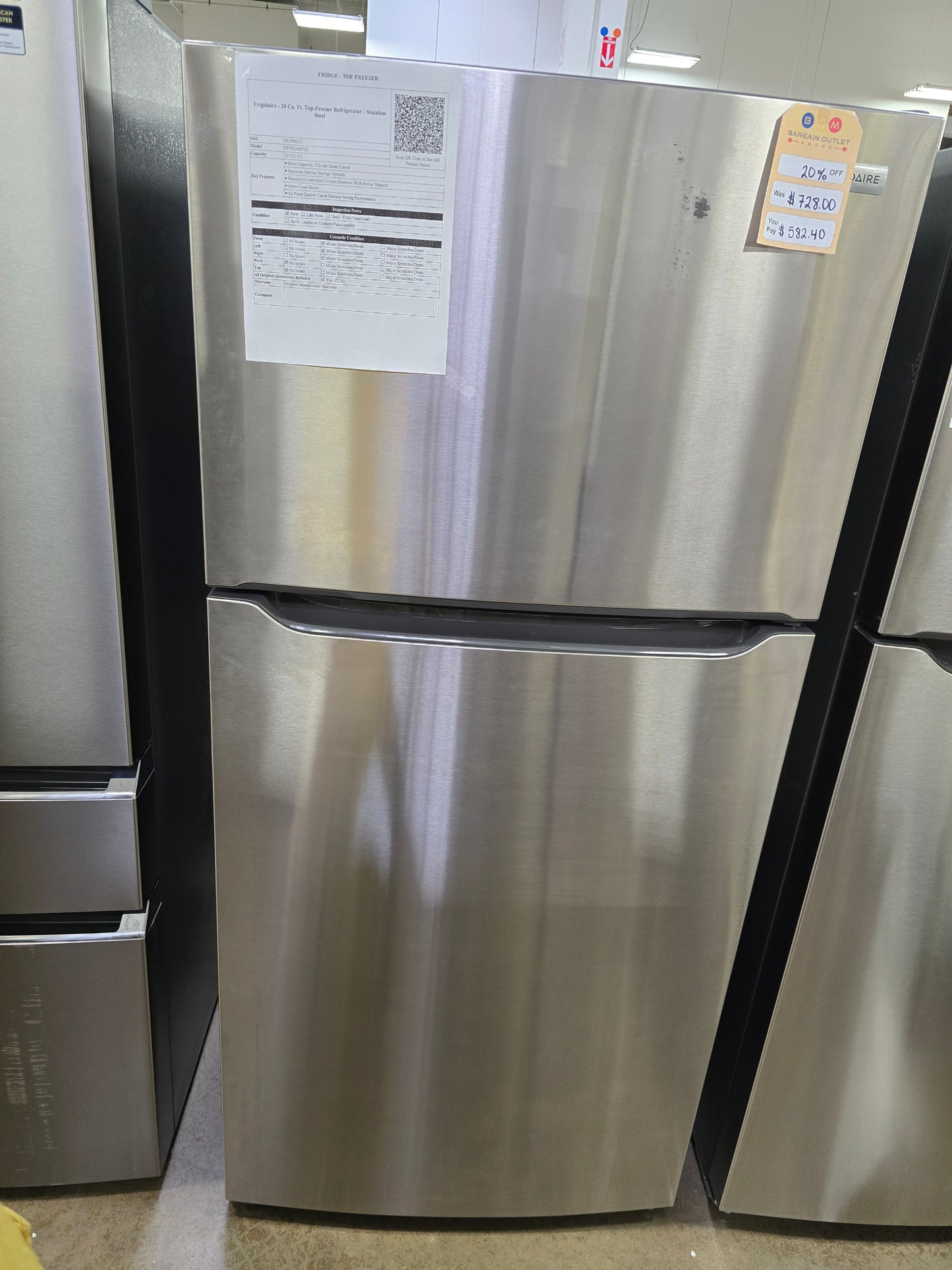Frigidaire - 20.0 Cu. Ft. Top Freezer Refrigerator - Stainless Steel - FFTR2045VS- SN BA40207418