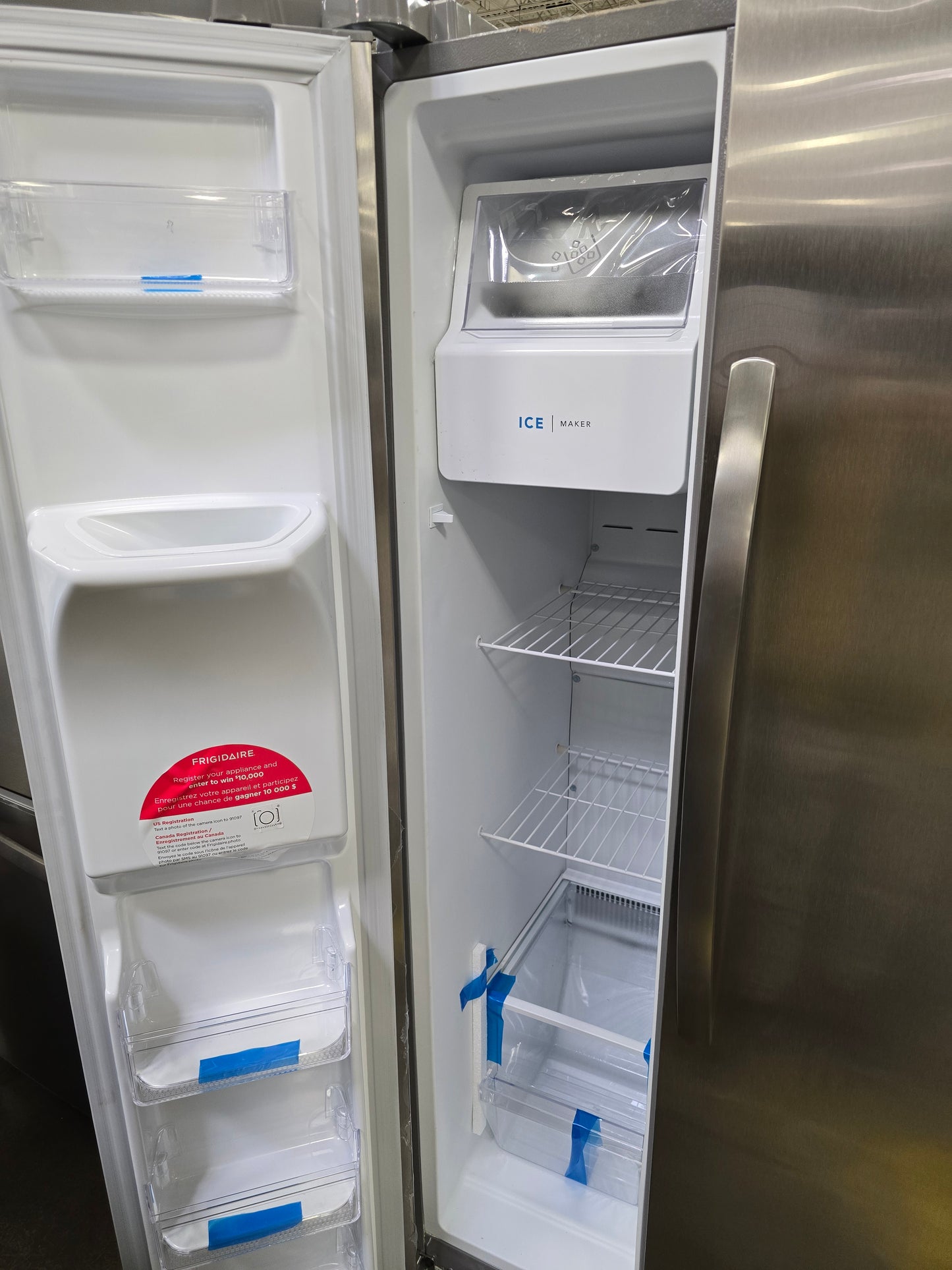 Frigidaire - 25.6 Cu. Ft. 36'' Standard Depth Side by Side Refrigerator - Stainless Steel - FRSS2623AS- SN 4A43320119