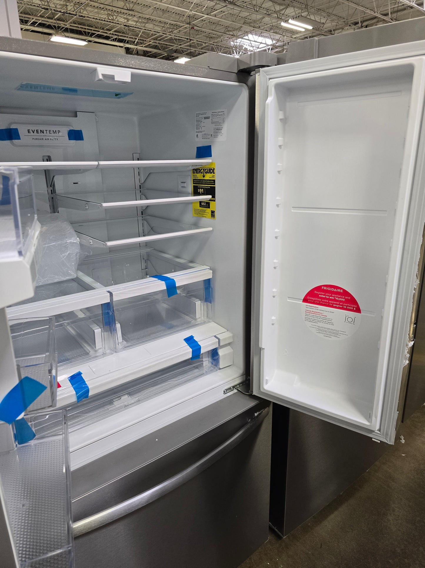 Frigidaire - 36 in 28.8 cu. ft. Standard Depth French Door Refrigerator in with Internal Water Dispenser - Stainless Steel - FRFN2813AF- SN 4A437112067