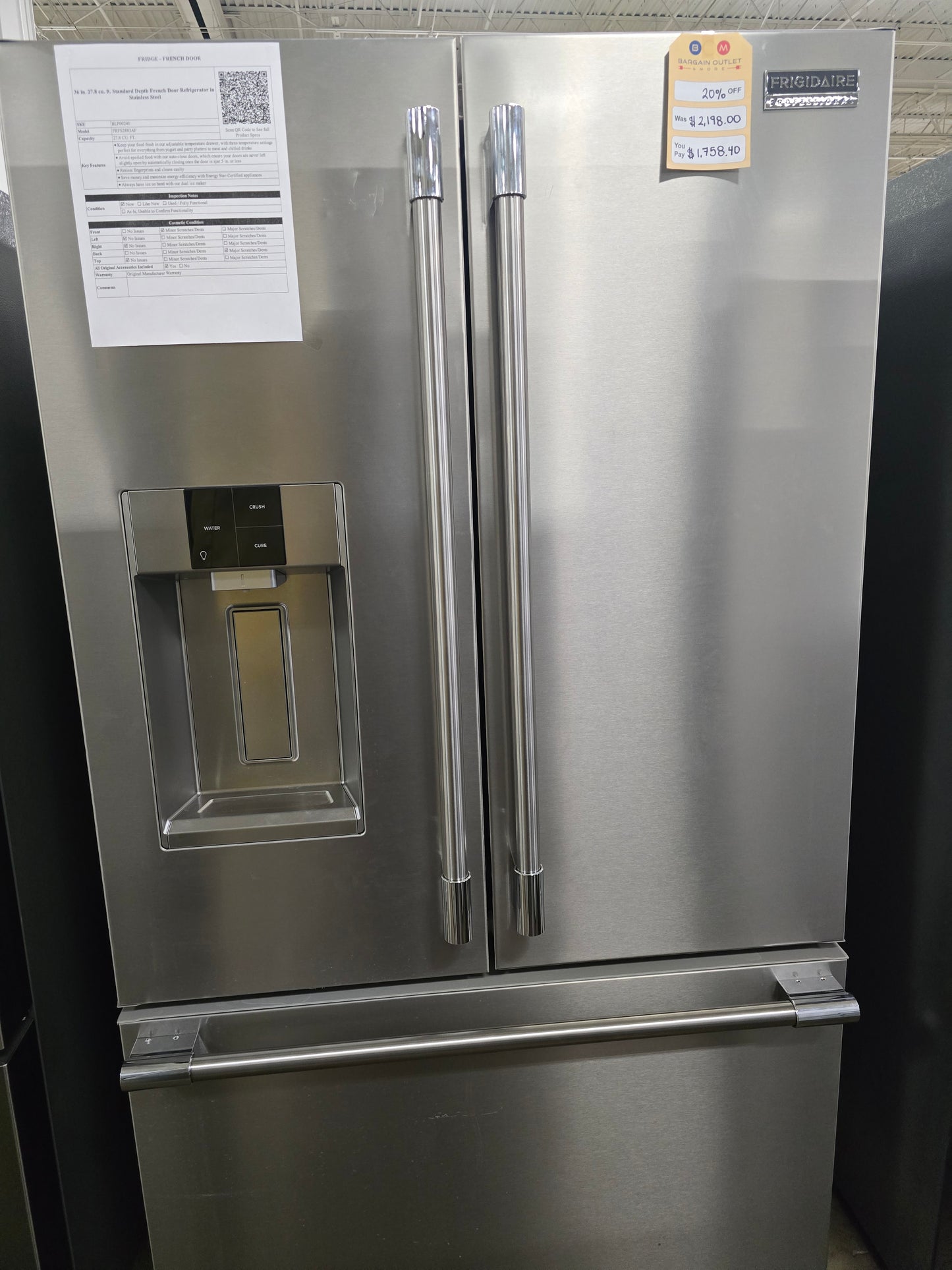 Frigidaire Professional - 27.8 Cu. Ft. French Door Refrigerator - Stainless Steel - PRFS2883AF- SN 4A42012807