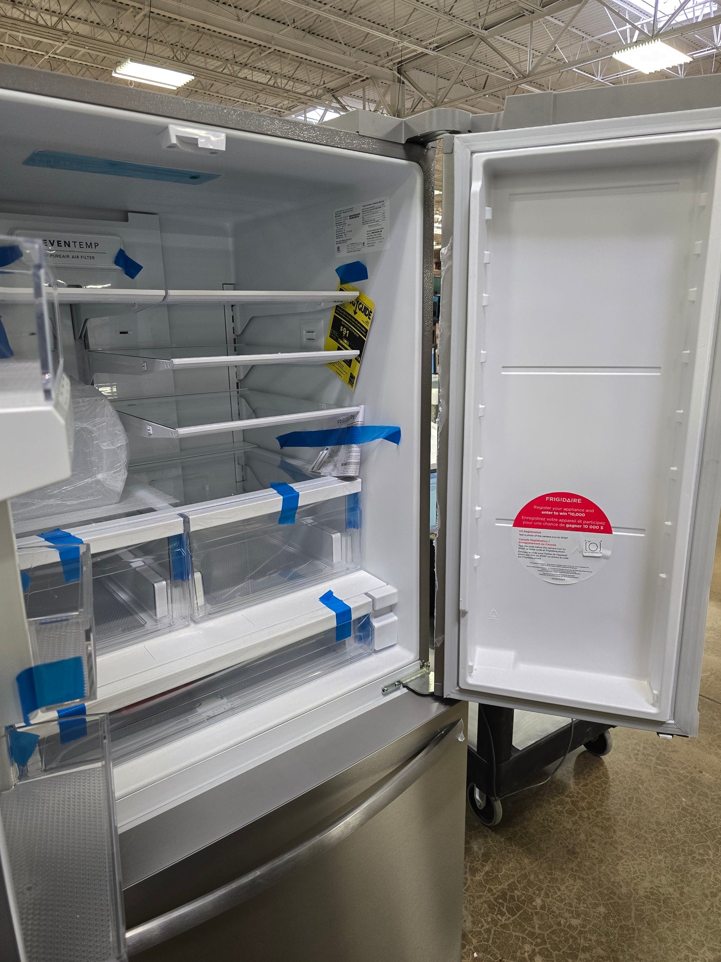 Frigidaire - 36 in 28.8 cu. ft. Standard Depth French Door Refrigerator in with Internal Water Dispenser - Stainless Steel - FRFN2813AF- SN 4A43810384